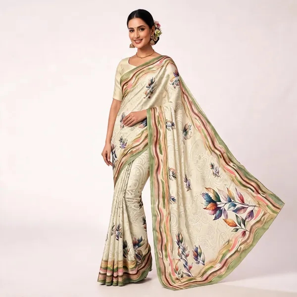 Cream_Moss_Crepe_Jacquard_Jari_Border_Floral_Print_Saree_For_Women