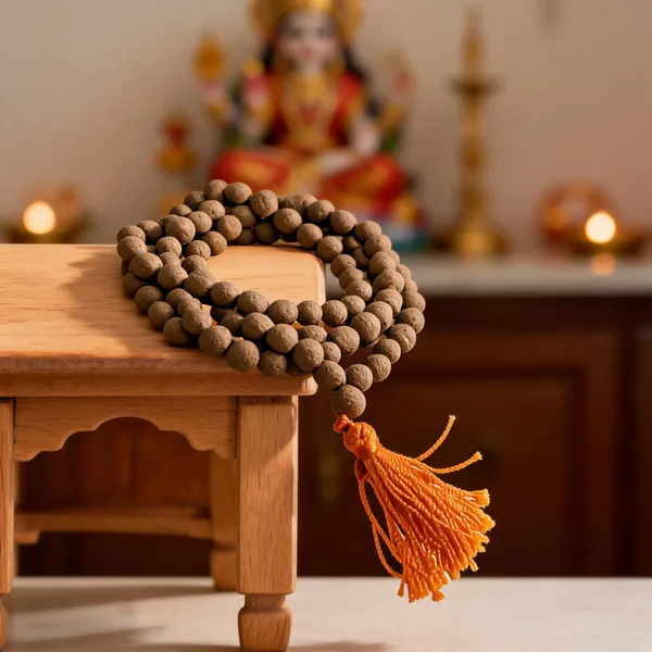 Cow_Dung_Beaded_Jap_Mala_Orange_Tassel
