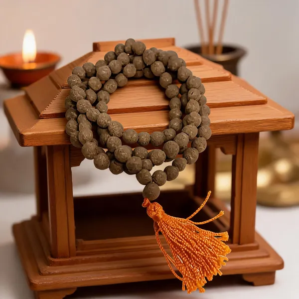Cow_Dung_Beaded_Jap_Mala_Orange_Tassel