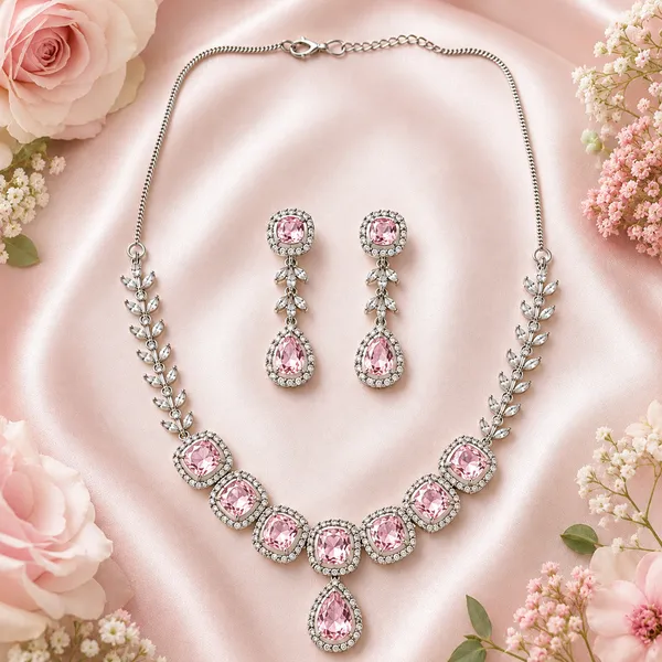 Pastel_Pink_American_Diamond_Floral_Stone_Necklace_And_Earrings_Set_For_Women