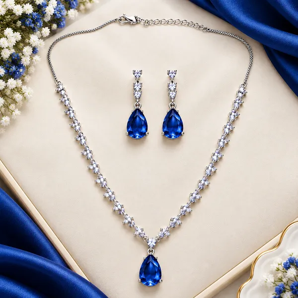 Blue_American_Diamond_Teardrop_Necklace_And_Earrings_Set_For_Women