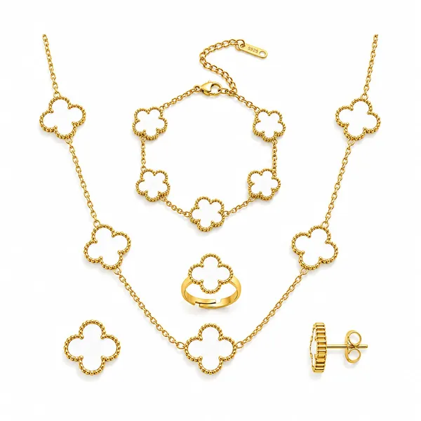 Gold_Tone_Clover_Charm_Necklace_Bracelet_Ring_Earrings_Set_For_Women