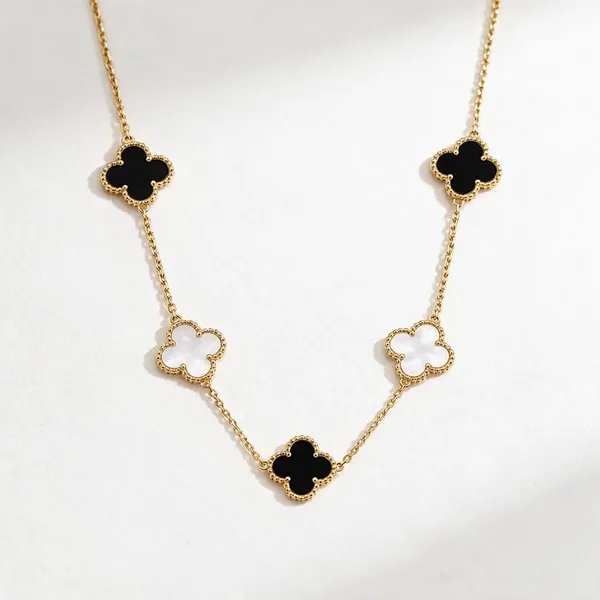 Multicolor_Alloy_Clover_Link_Necklace_For_Women