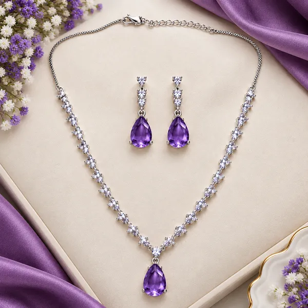 Purple_American_Diamond_Teardrop_Necklace_And_Earrings_Set_For_Women