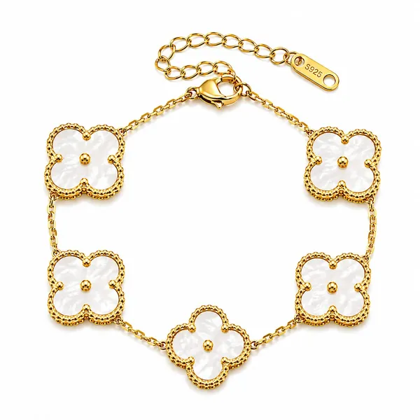 Gold_Tone_Clover_Charm_Adjustable_Bracelet_For_Women
