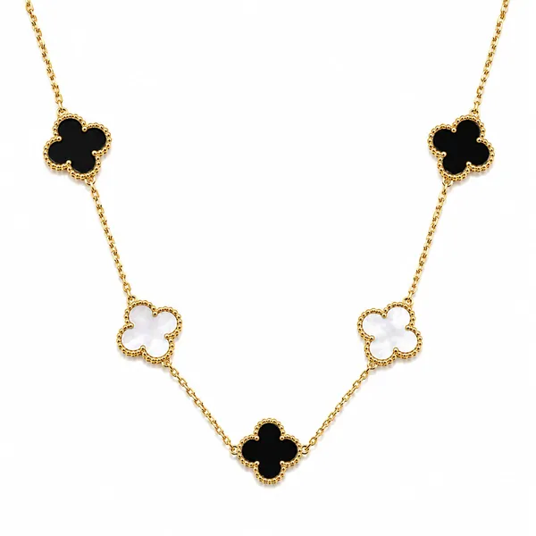 Multicolor_Alloy_Clover_Link_Necklace_For_Women