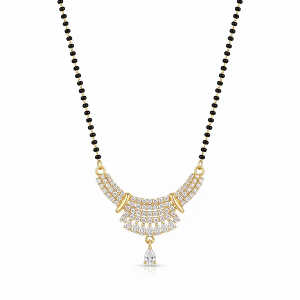 Gold_And_Black_Alloy_Stone-Studded_Teardrop_Mangalsutra_Necklace_For_Women