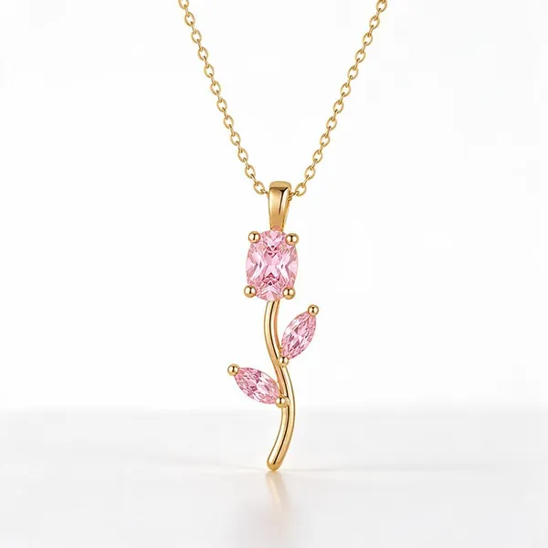 Pink_Alloy_Floral_Pendant_Necklace_For_Women