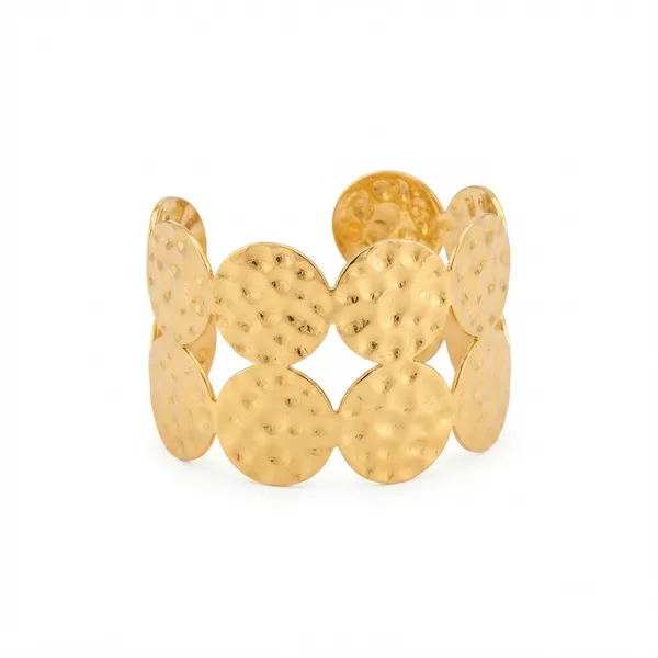Gold_Tone_Hammered_Textured_Link_Bracelet_For_Women