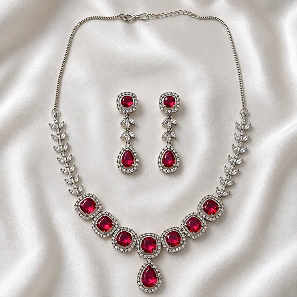 Ruby_Red_American_Diamond_Teardrop_Necklace_And_Earrings_Set_For_Women