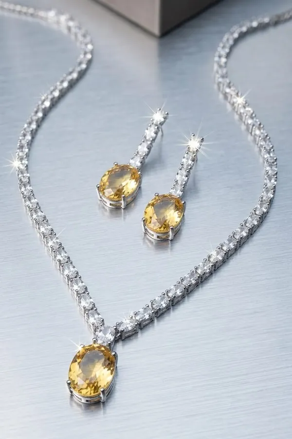 Silver_And_Yellow_Alloy_Oval_Stone_Necklace_And_Earrings_Set_For_Women