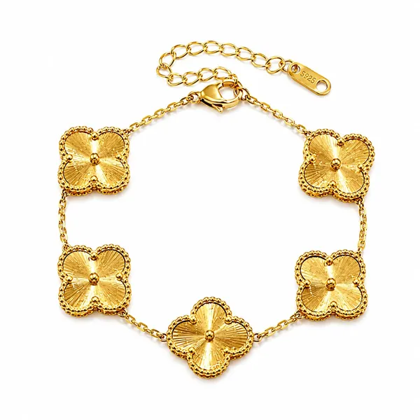 Gold_Tone_S925_Clover_Charm_Adjustable_Bracelet_For_Women