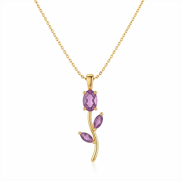 Purple_Alloy_Oval_Stone_Pendant_Necklace_For_Women