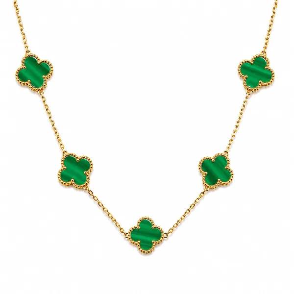 Gold_And_Green_Alloy_Clover_Motif_Necklace_For_Women