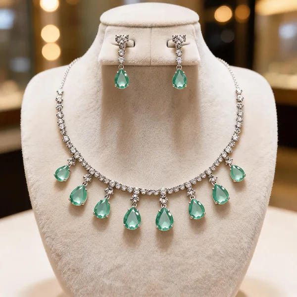 Mint_Green_American_Diamond_Teardrop_Necklace_And_Earrings_Set_For_Women