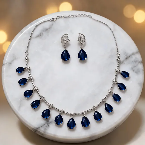Royal_Blue_American_Diamond_Teardrop_Necklace_And_Earrings_Set_For_Women