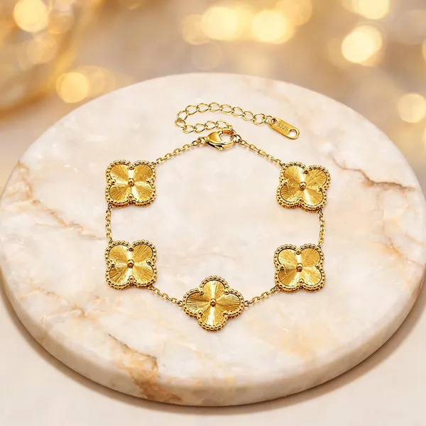 Gold_Tone_S925_Clover_Charm_Adjustable_Bracelet_For_Women