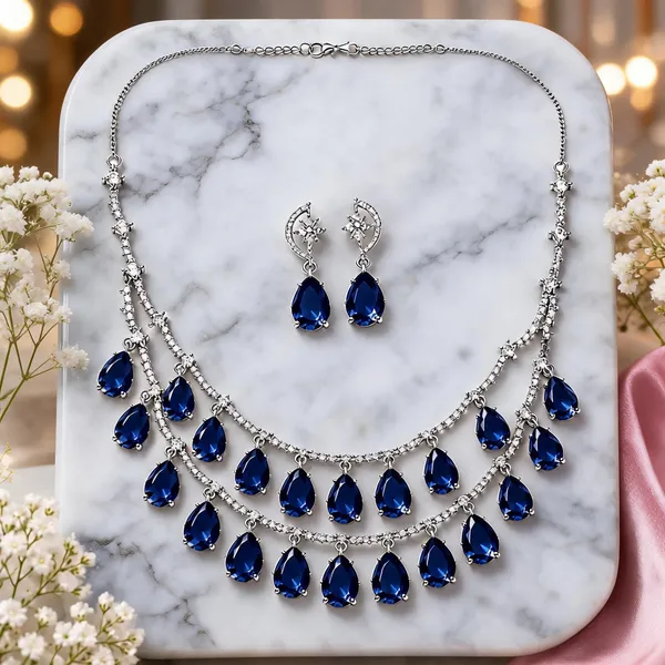 Royal_Blue_American_Diamond_Silver-Tone_Necklace_Earrings_Set_For_Women