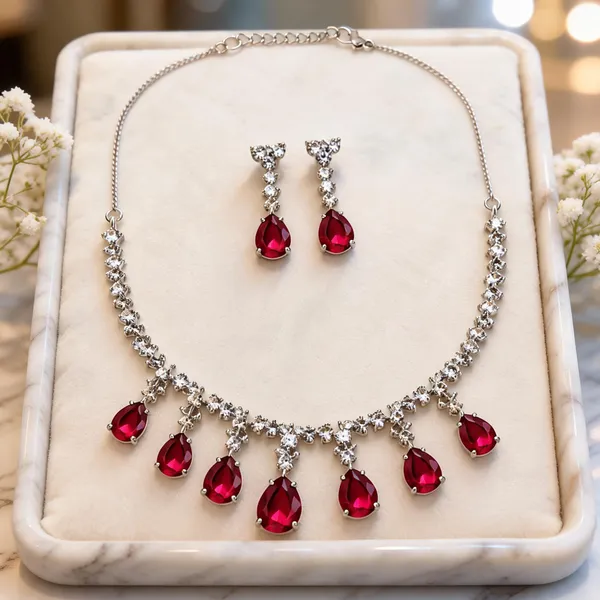 Ruby_Red_American_Diamond_Silver-Tone_Teardrop_Necklace_Earrings_Set_For_Women