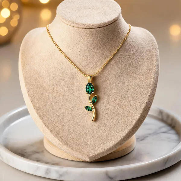 Gold_Green_Oval_Stone_Floral_Pendant_Necklace_For_Women