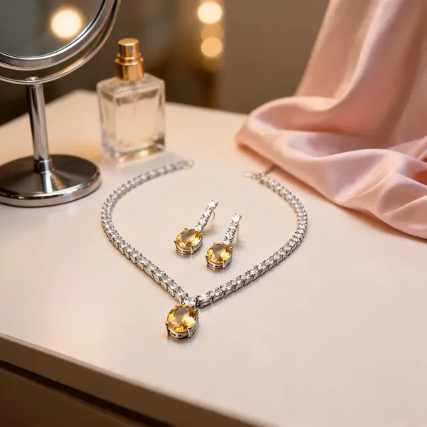 Silver_And_Yellow_Alloy_Oval_Stone_Necklace_And_Earrings_Set_For_Women