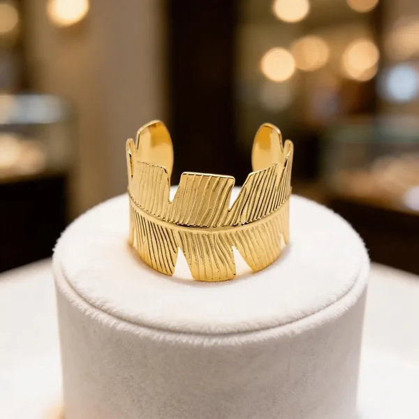 Gold_Alloy_Leaf_Panel_Cuff_Bracelet_For_Women