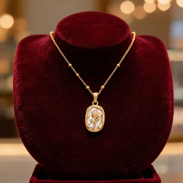 Gold_Alloy_Floral_Oval_Pendant_Necklace_For_Women