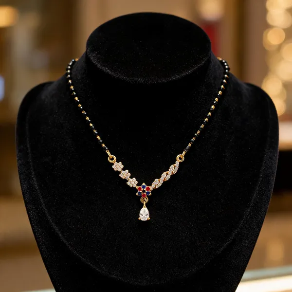 Gold_And_Black_Alloy_Floral_Pendant_Mangalsutra_Necklace_For_Women