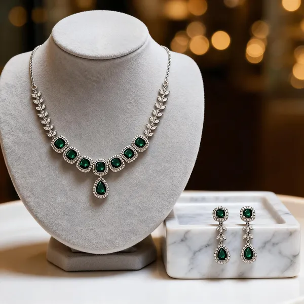 Emerald_Green_American_Diamond_Floral_Necklace_And_Earrings_Set_For_Women