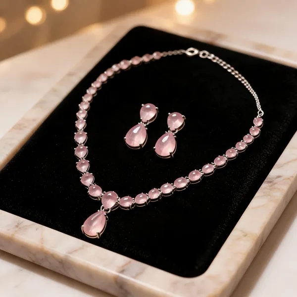 Pink_American_Diamond_Teardrop_Necklace_And_Earrings_Set_For_Women