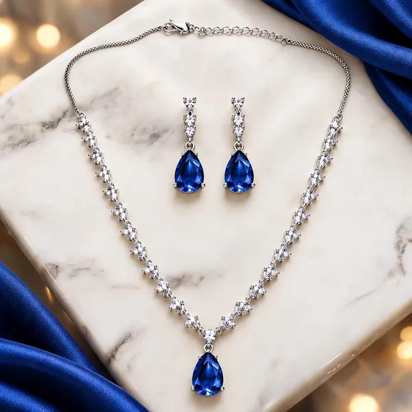 Blue_American_Diamond_Teardrop_Necklace_And_Earrings_Set_For_Women
