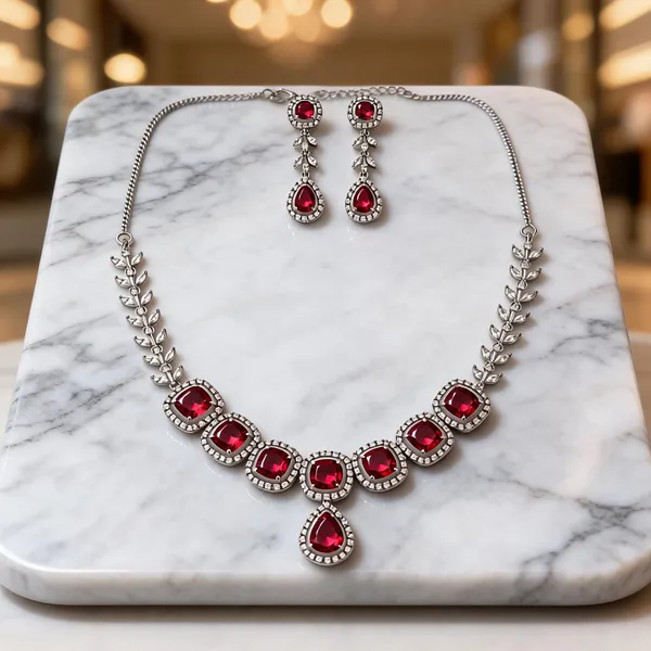 Ruby_Red_American_Diamond_Teardrop_Necklace_And_Earrings_Set_For_Women