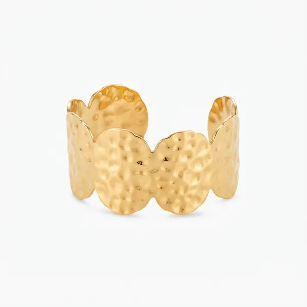 Gold_Alloy_Hammered_Texture_Cuff_Bracelet_For_Women