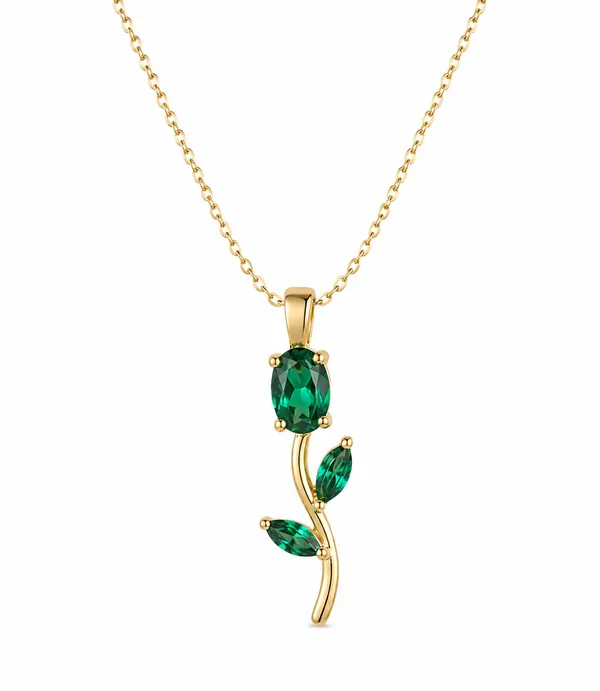 Gold_Green_Oval_Stone_Floral_Pendant_Necklace_For_Women