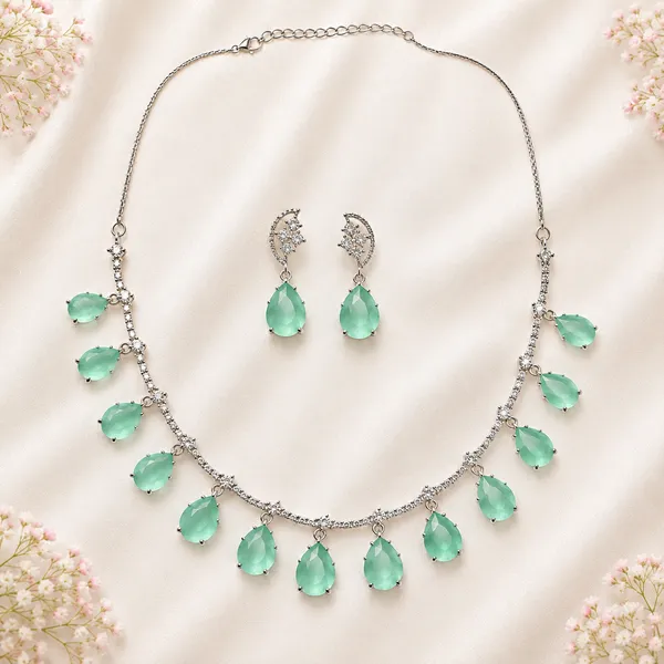 Mint_Green_American_Diamond_Teardrop_Necklace_And_Earrings_Set_For_Women