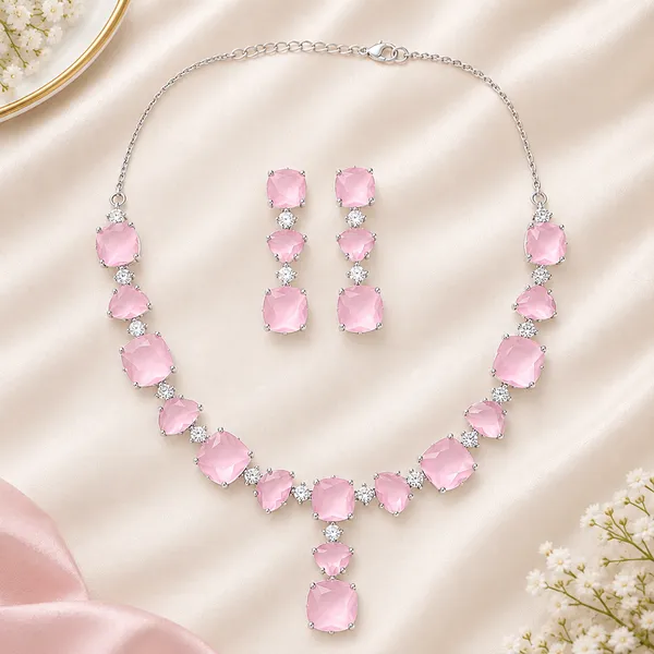 Pastel_Pink_American_Diamond_Faceted_Stone_Necklace_And_Earrings_Set_For_Women