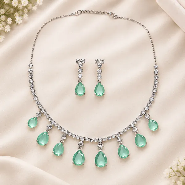 Mint_Green_American_Diamond_Teardrop_Necklace_And_Earrings_Set_For_Women