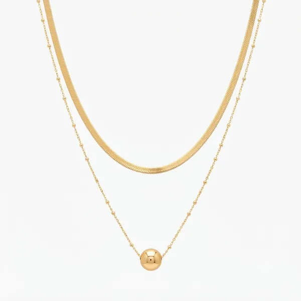Gold_Alloy_Herringbone_Layered_Pendant_Necklace_For_Women