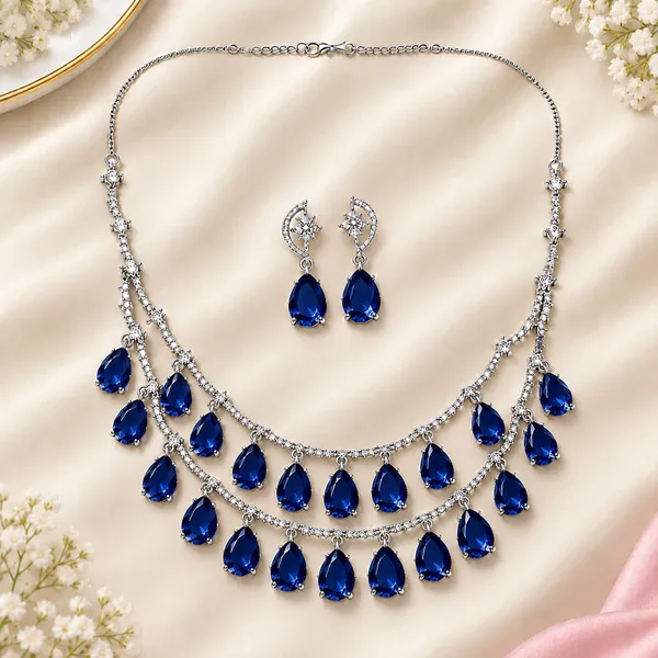 Royal_Blue_American_Diamond_Silver-Tone_Necklace_Earrings_Set_For_Women