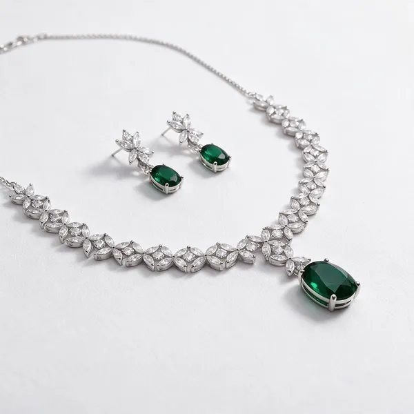 Green_And_Silver_Alloy_Stone_Necklace_And_Earrings_Set_For_Women