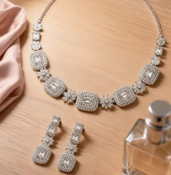 Silver_Alloy_Stone-Embellished_Necklace_And_Earrings_Set_For_Women