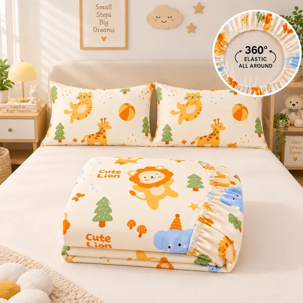 400-TC_Cute_Lion_360°_Fitted_Bedsheet