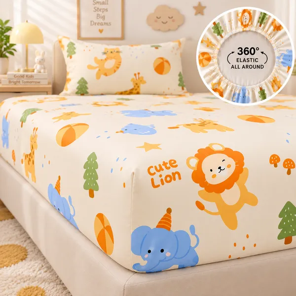 400-TC_Cute_Lion_360°_Fitted_Bedsheet