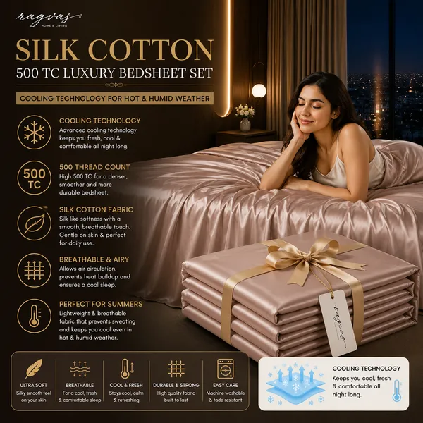500_TC_Cooling_Silk_Cotton_King_Size_Bedsheet_Set_–_108×108_Inches_|_1_Bedsheet_+_2_Pillow_Covers