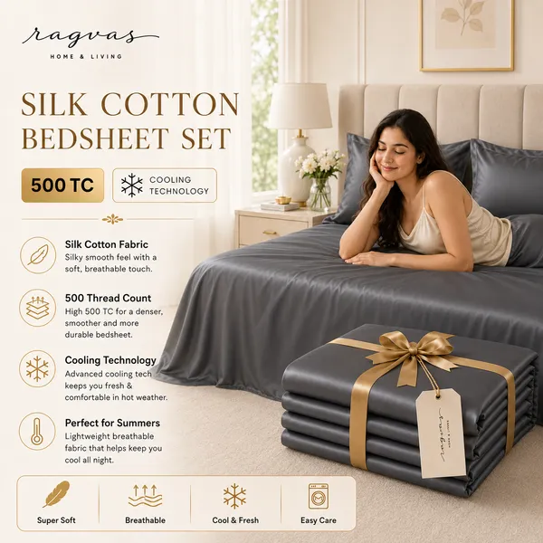500_TC_Cooling_Silk_Cotton_King_Size_Bedsheet_Set_–_108×108_Inches_|_1_Bedsheet_+_2_Pillow_Covers
