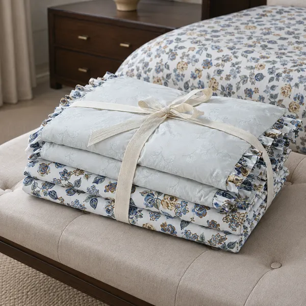 Multicolor_Cotton_5-Piece_Frill_Bedding_Set_For_Bedroom