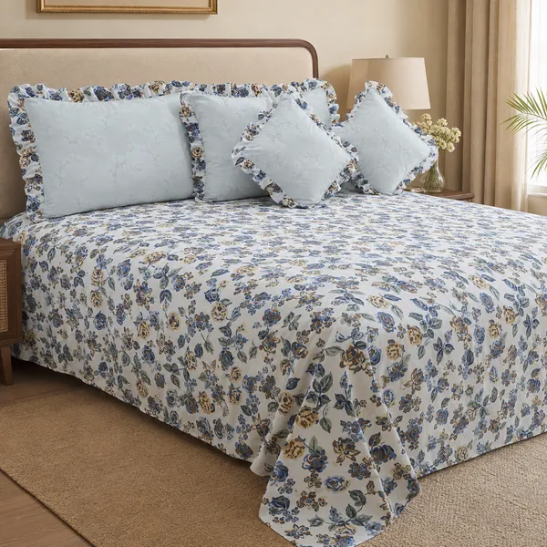 Multicolor_Cotton_5-Piece_Frill_Bedding_Set_For_Bedroom