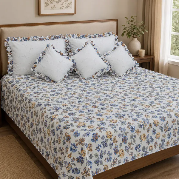 Multicolor_Cotton_5-Piece_Frill_Bedding_Set_For_Bedroom