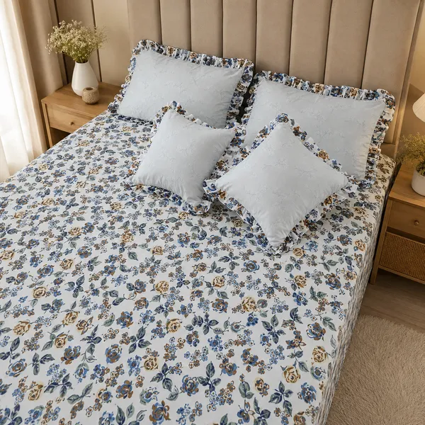 Multicolor_Cotton_5-Piece_Frill_Bedding_Set_For_Bedroom
