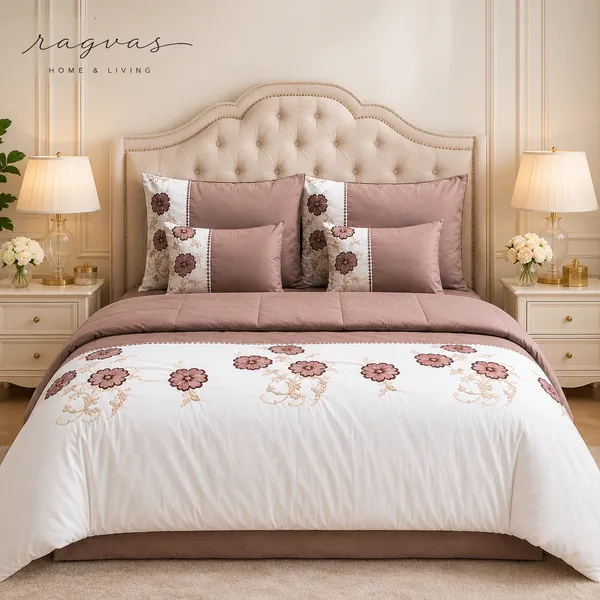 Designer_6_Pc_King_Size_Bedsheet_Set_with_Embroidered_Pillow_Covers,_Cushions_&_Supersoft_Comforter